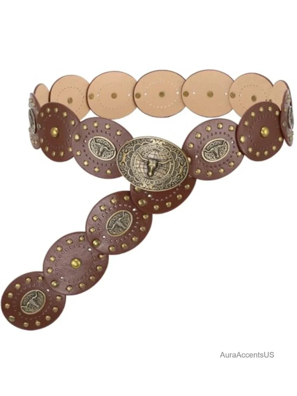 Faux Leather Wide Western Concho Belt for Dresses Jeans